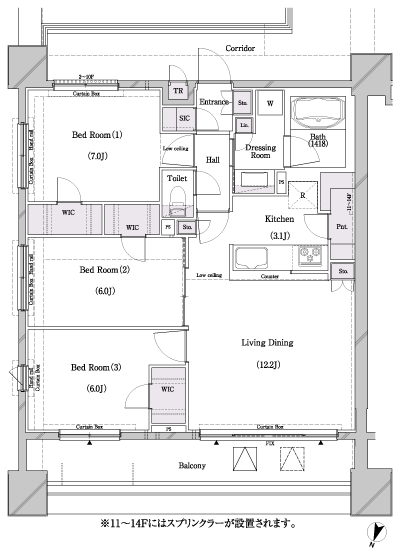 Floor: 3LDK + 3WIC + SIC + TR, the occupied area: 76.54 sq m