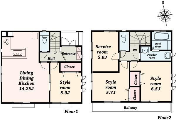 Floor plan. 43,800,000 yen, 3LDK+S, Land area 86.74 sq m , Building area 84.46 sq m