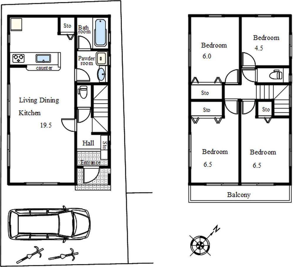 Floor plan. 42,800,000 yen, 4LDK, Land area 104.67 sq m , Building area 94.77 sq m living 19.5 Pledge of living