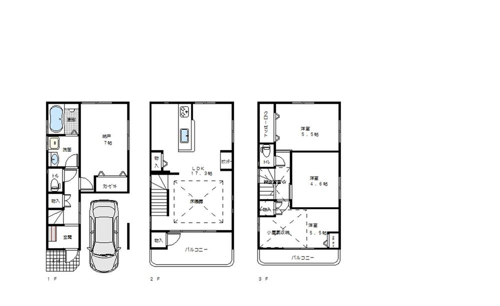 Floor plan. 45,800,000 yen, 3LDK + S (storeroom), Land area 63.13 sq m , Building area 105.35 sq m