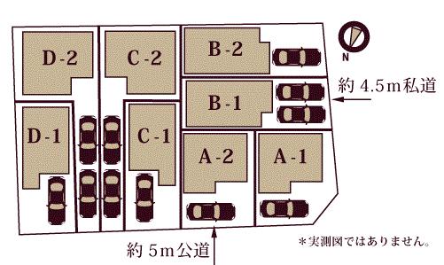 The entire compartment Figure.  [Contact road] North about 5m public road ・ West about 4.5m development road