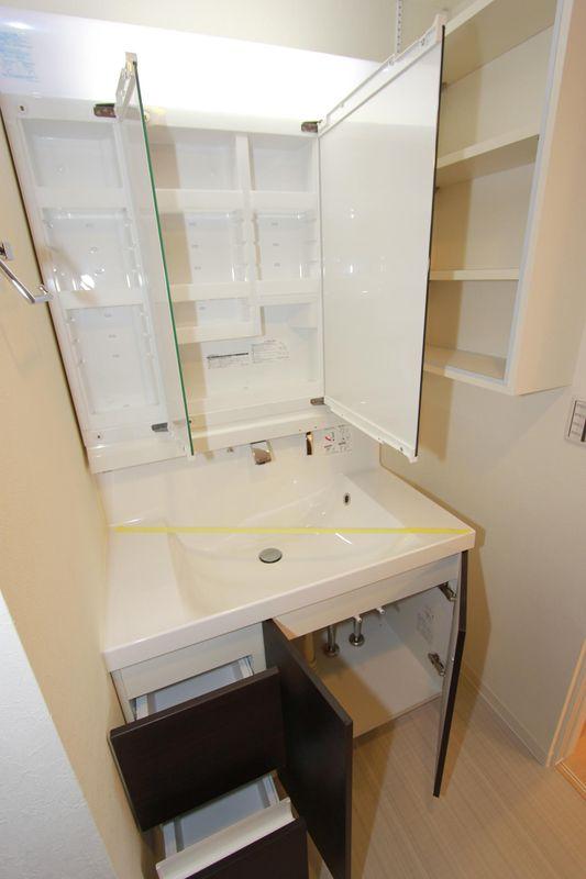 Wash basin, toilet. Bathroom vanity