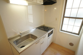 Kitchen. Ventilated system kitchen there is a window