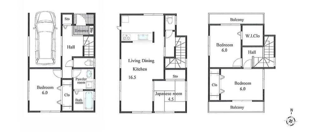 Floor plan. (1 Building), Price 37,800,000 yen, 4LDK, Land area 74.41 sq m , Building area 115.02 sq m