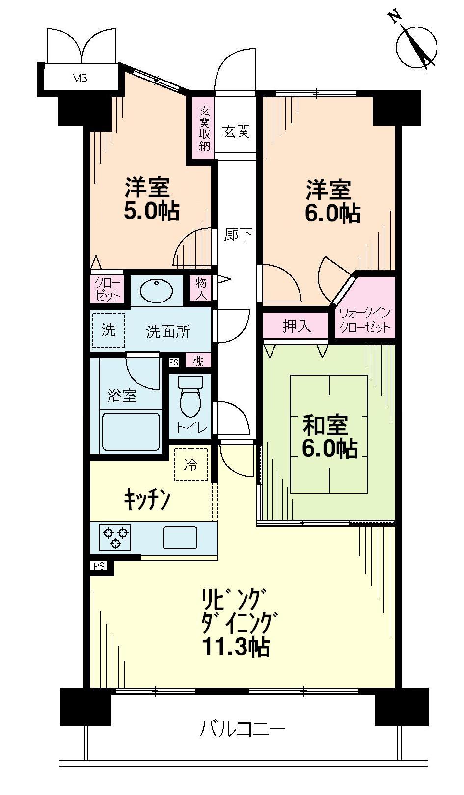 Floor plan. 3LDK, Price 29,800,000 yen, Footprint 68.7 sq m , Balcony area 9 sq m