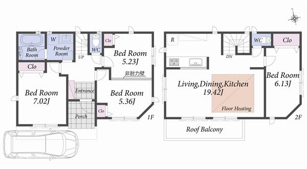 Building plan example (floor plan). Reference plan floor plan 12.5 million yen ・ 92.94 sq m