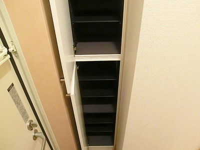 Entrance. Shoebox is long in the vertical.