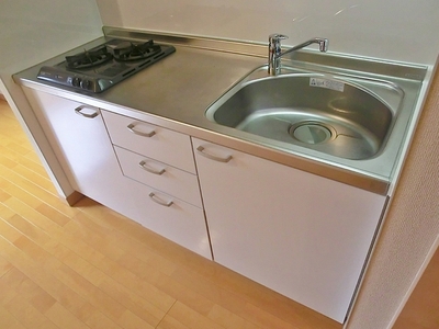 Kitchen. Two-burner stove is equipped with a kitchen.