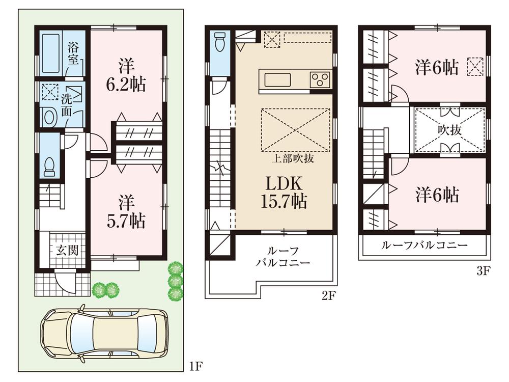 Floor plan. 43,800,000 yen, 4LDK, Land area 73.34 sq m , Building area 100.19 sq m C Building floor plan