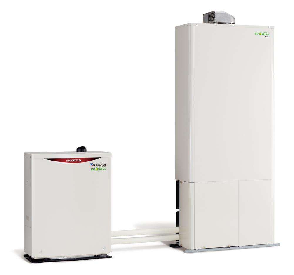 Power generation ・ Hot water equipment. Typical gas water heater, Make a hot water. But, ECOWILL uses the gas, First generation. No smart power generation waste that can hot water and heating in the waste heat produced when the ・ It is a hot-water supply system. 