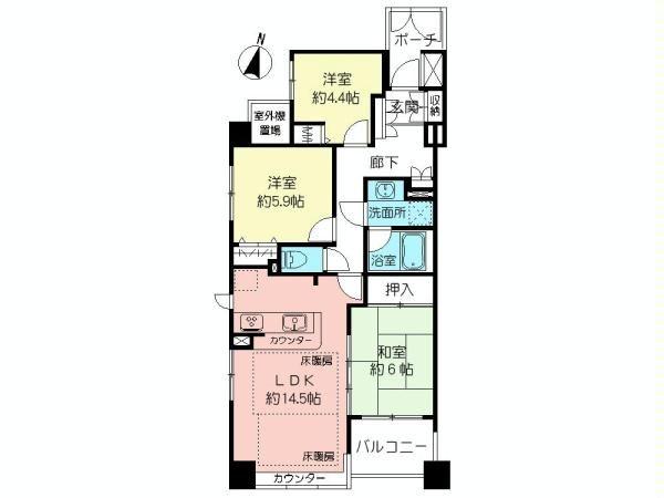 Floor plan. 3LDK, Price 30,800,000 yen, Occupied area 72.41 sq m , Balcony area 4.6 sq m of Mato