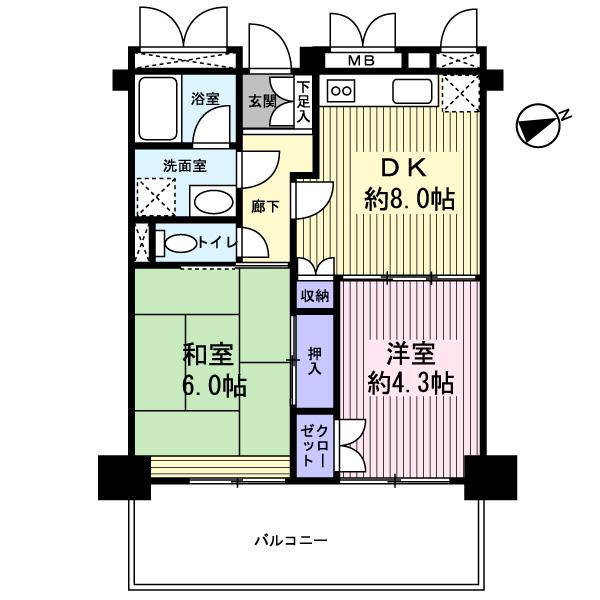 Floor plan. 2DK, Price 19,800,000 yen, Occupied area 49.37 sq m