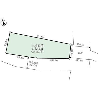 Compartment figure. For the southeast side about 6.3m public road × southwest side about 3.6m District Yes passage, Per yang ・ Through