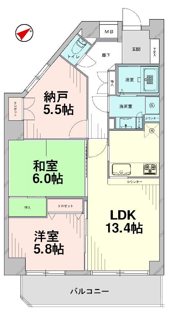 Floor plan. 2LDK + S (storeroom), Price 33,800,000 yen, Footprint 72.7 sq m , Balcony area 9.62 sq m