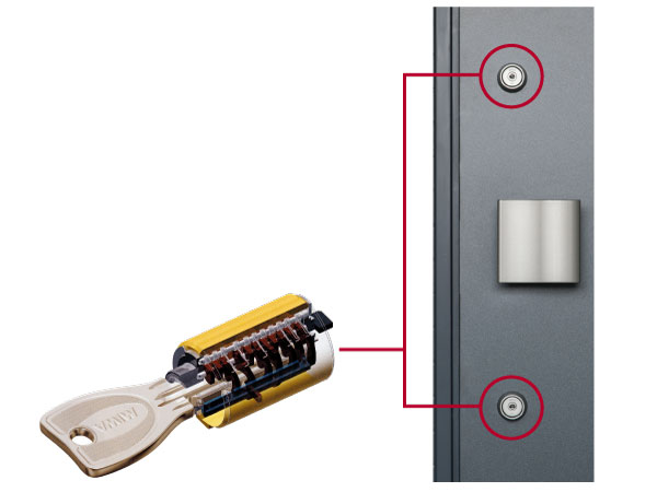 Security.  [Double Rock & PR cylinder key] A good reversible type of usability, There is no need to Mochikaeru the key at the time of insertion, You can easy to operate. Further adoption of the double lock system, Excellent pair picking performance, It further enhanced the safety. (Conceptual diagram ・ Same specifications)