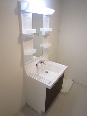 Washroom. Independent wash basin & amp; indoor washing machine Storage