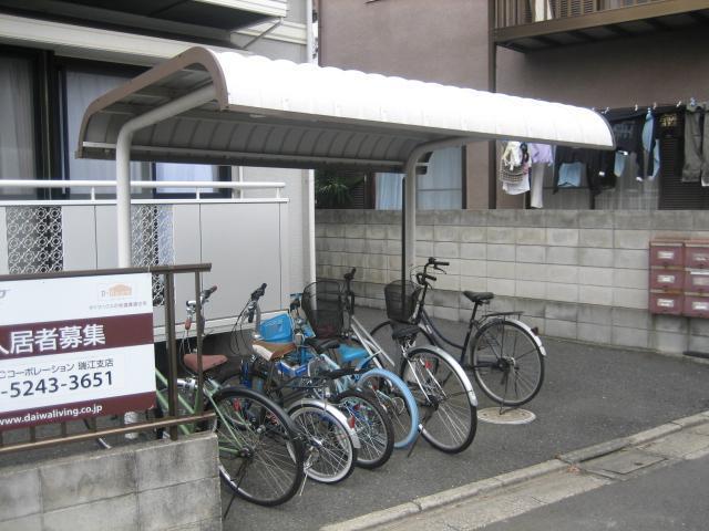 Other common areas. Bicycle parking lot with a roof
