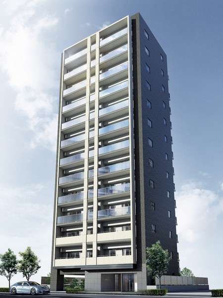 Building structure. Reinforced Concrete, On the ground 13-story <WAZAC (Wazakku) Edogawa ・ Funabori>. Appearance was based on heavy tiles up to the third floor, The fourth floor above is nimble glass handrail is adopted (Rendering)