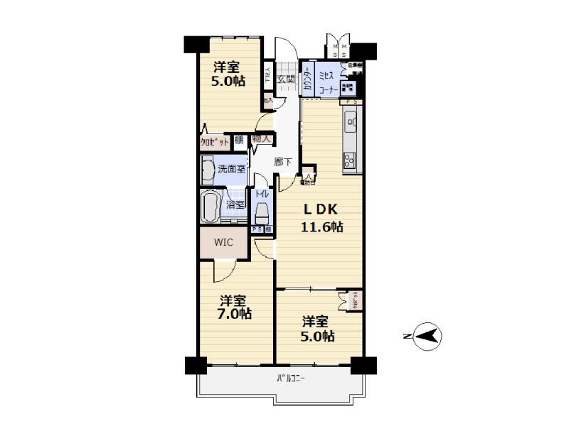 Floor plan. 3LDK, Price 31,400,000 yen, Occupied area 67.62 sq m , Balcony area 10.02 sq m floor plan