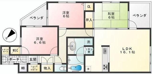 Floor plan. 3LDK, Price 31,800,000 yen, Occupied area 76.17 sq m , Floor plan of the balcony area 2.57 sq m 3LDK