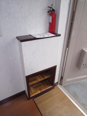 Entrance. Entrance with a shoe box