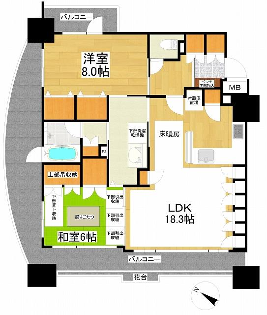 Floor plan. 2LDK, Price 31.5 million yen, Occupied area 75.22 sq m , Balcony area 32.11 sq m