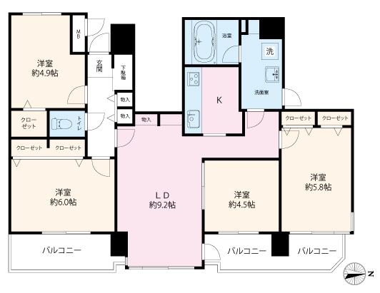 Floor plan. 4LDK, Price 28.8 million yen, Occupied area 81.97 sq m , Balcony area 15.61 sq m 4LDK81.97 square meters