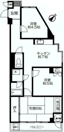 Floor plan. 3DK, Price 12.5 million yen, Occupied area 62.81 sq m , Balcony area 5.5 sq m