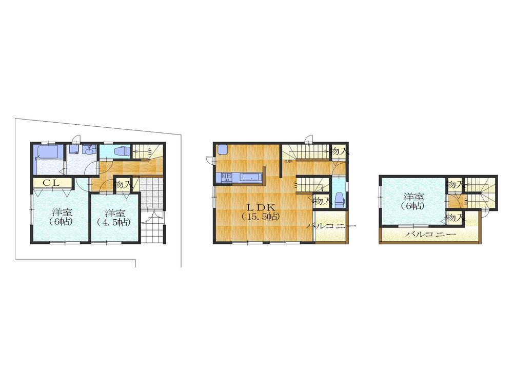 Floor plan. (A Building), Price 38,800,000 yen, 3LDK, Land area 80.47 sq m , Building area 89.42 sq m