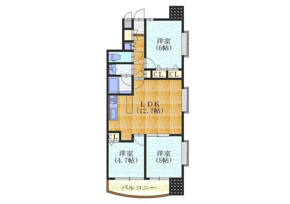 Floor plan. 2LDK + S (storeroom), Price 34,900,000 yen, Footprint 60.6 sq m , Balcony area 4.85 sq m floor plan