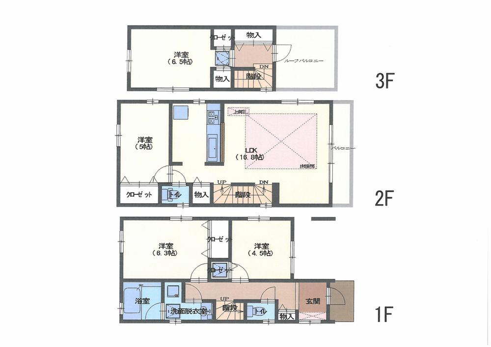 Floor plan. (C Building), Price 39,800,000 yen, 4LDK, Land area 70.19 sq m , Building area 96.65 sq m