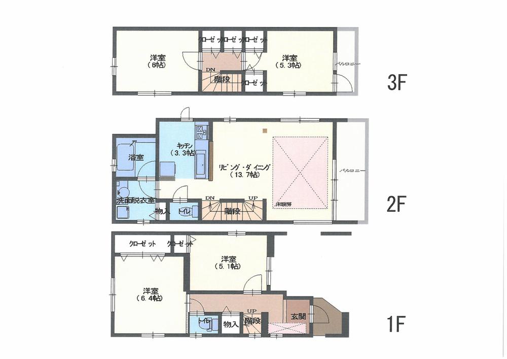 Floor plan. (D Building), Price 39,800,000 yen, 4LDK, Land area 70.21 sq m , Building area 95.17 sq m
