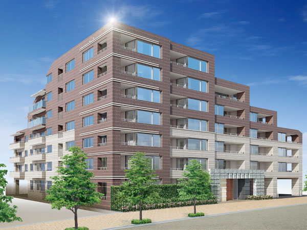 Buildings and facilities. If you walk 4 minutes through the streets of the tree-lined from Nishi-Kasai Station, <Crest La Fine Nishikasai> will represent proudly the appearance as the face of the new town. In good access to the city center, Southeast in the friendly environment that while I feel the throb to direct full of moisture in the lush water park of the city is dotted with familiar ・ You can enjoy life full of bright and airy in the south-west-facing center. (Exterior view)