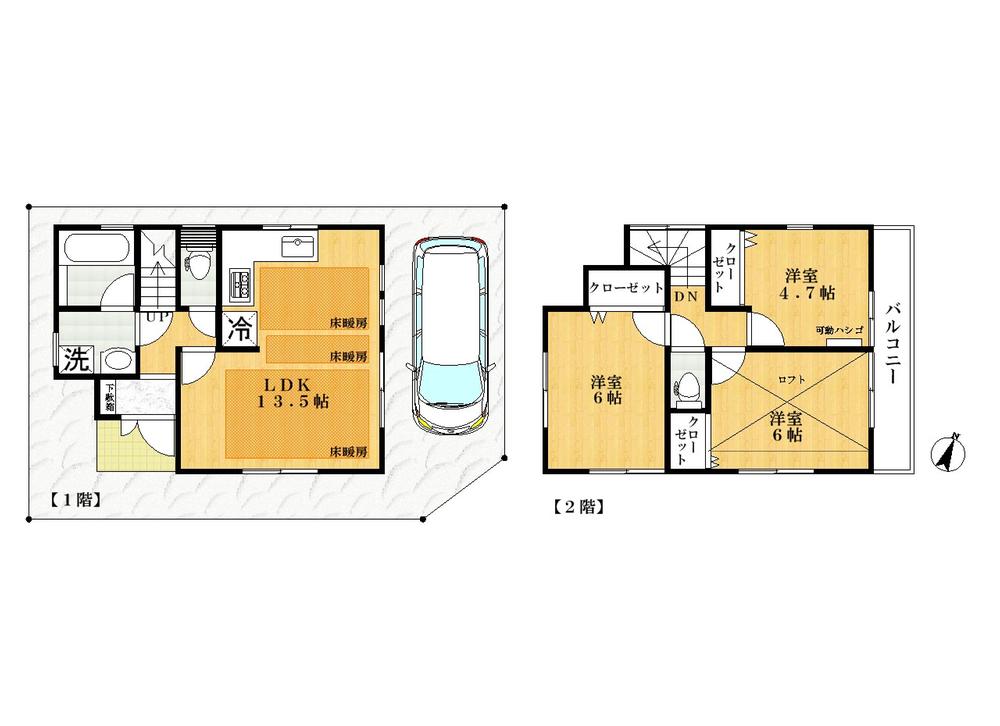 Floor plan. 41,500,000 yen, 3LDK, Land area 73.16 sq m , Building area 73 sq m local tours during the reception! 9:30 ~ 18:30 (closed on Wednesday) ※ Weekdays is possible guidance. In the case of hope is, It also offers pick-up by car. Toll-free: 0800-603-1002