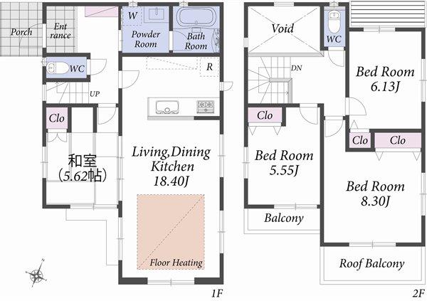 Building plan example (floor plan). Reference plan floor plan 13.5 million yen ・ 100.19 sq m  ・ B Building