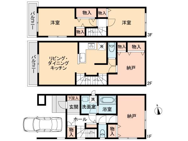 Floor plan. (A Building), Price 42,800,000 yen, 4LDK, Land area 70.02 sq m , Building area 100.6 sq m
