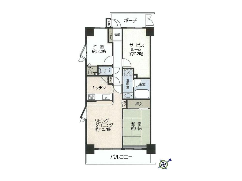 Floor plan. 3LDK, Price 22 million yen, Occupied area 72.26 sq m , Balcony area 8.24 sq m