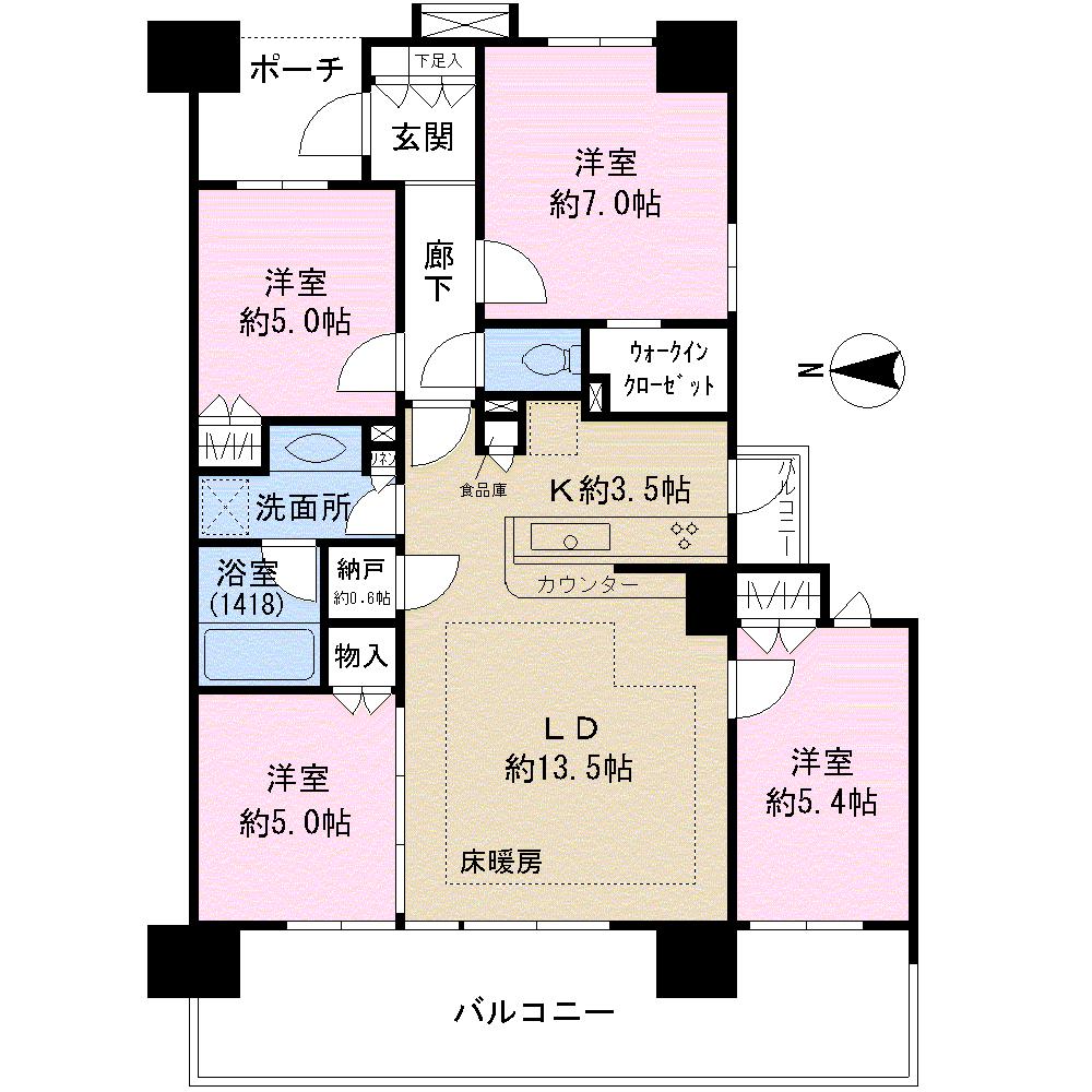Floor plan. 4LDK, Price 44,700,000 yen, Occupied area 83.02 sq m , Balcony area 19.5 sq m