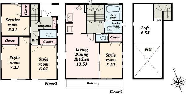 Floor plan. 43,800,000 yen, 3LDK+S, Land area 79.51 sq m , Building area 88.08 sq m
