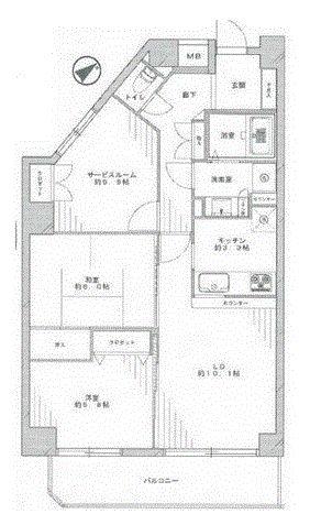 Floor plan. 2LDK+S, Price 35,800,000 yen, Footprint 72.7 sq m , Balcony area 9.62 sq m