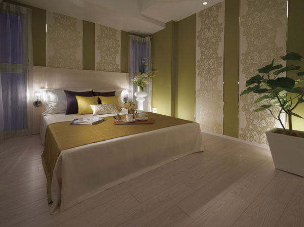 Interior.  [Master bedroom] To a comfortable space. New to every day. To beautiful life.