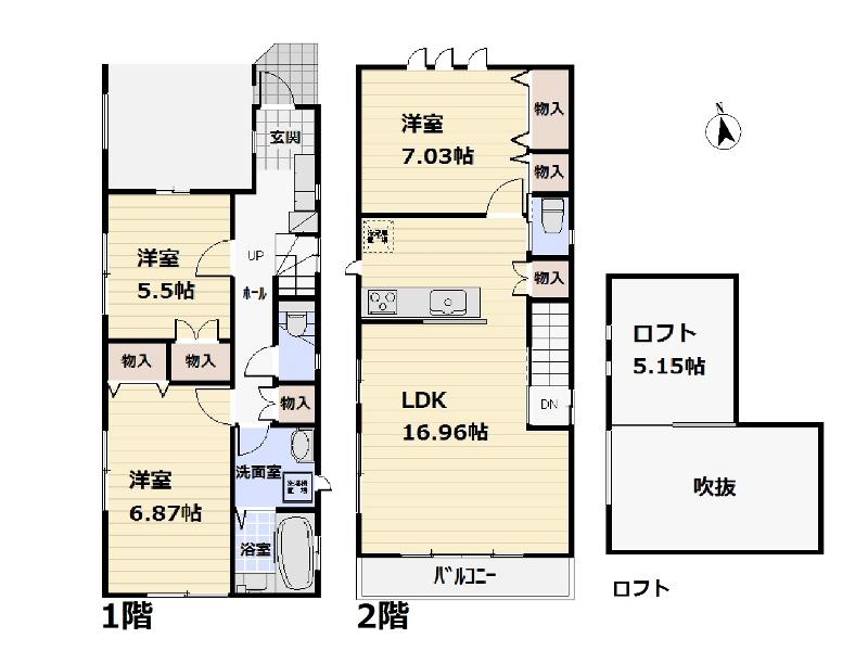 Floor plan. 38,800,000 yen, 3LDK, Land area 78.06 sq m , Building area 96.88 sq m