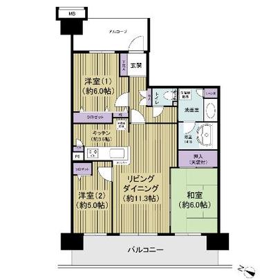 Floor plan. Wide span dwelling unit of frontage 8m