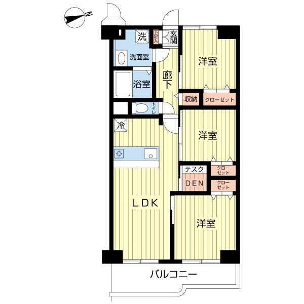 Floor plan. 3LDK, Price 24,800,000 yen, Footprint 69 sq m , Balcony area 7.96 sq m