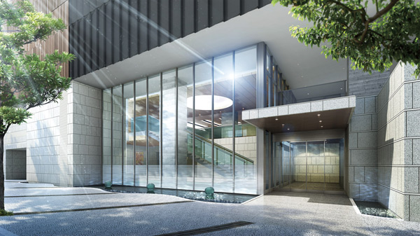 Shared facilities.  [Grand Entrance] Calm style of housing dedicated Grand Entrance. To follow the memory of the land that has been familiar with water, Nestled's like crossing the bridge while looking at the sparkling Seascapes. (Rendering)