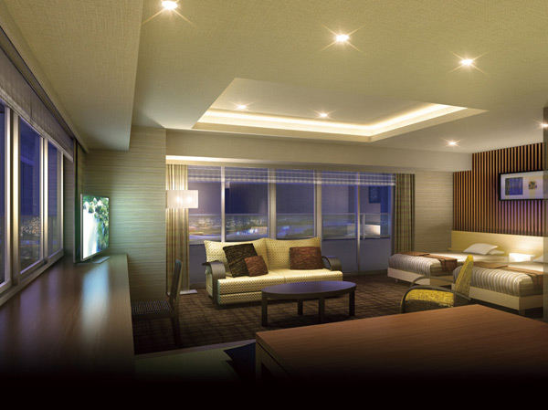 Shared facilities.  [Sky Suite] Trip to the resort time that can transcend the everyday. Sky suite condensed such a relaxation. With a window with a view bus in the bathroom, Guests can indulge in a sense of openness when people with views. (Rendering)