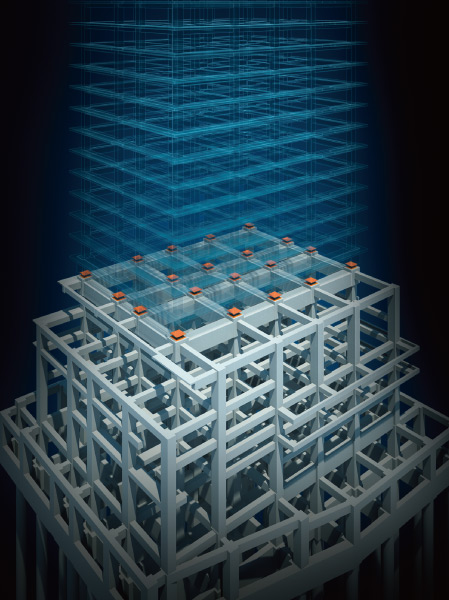 Buildings and facilities. Adopt a less seismic isolation structure shaking of an earthquake is transmitted to the building. At the time of the earthquake, To absorb vibration energy by the seismic isolation device is deformed in a horizontal direction, To quickly reduce the shaking of the building caused by the earthquake. To reduce the secondary disaster such as a drop of furniture of the fall and lighting equipment in the dwelling unit. (Conceptual diagram)