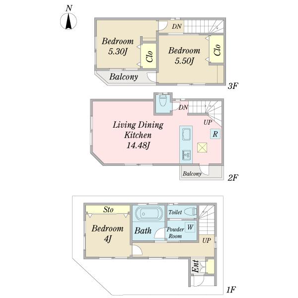 Floor plan. 36,800,000 yen, 3LDK, Land area 45 sq m , Building area 73.99 sq m