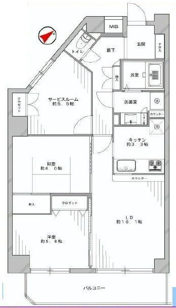 Floor plan. 2LDK+S, Price 35,800,000 yen, Footprint 72.7 sq m , Balcony area 9.62 sq m