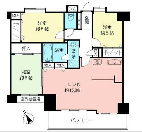 Floor plan. 3LDK, Price 22,800,000 yen, Occupied area 72.23 sq m , Balcony area 9.3 sq m